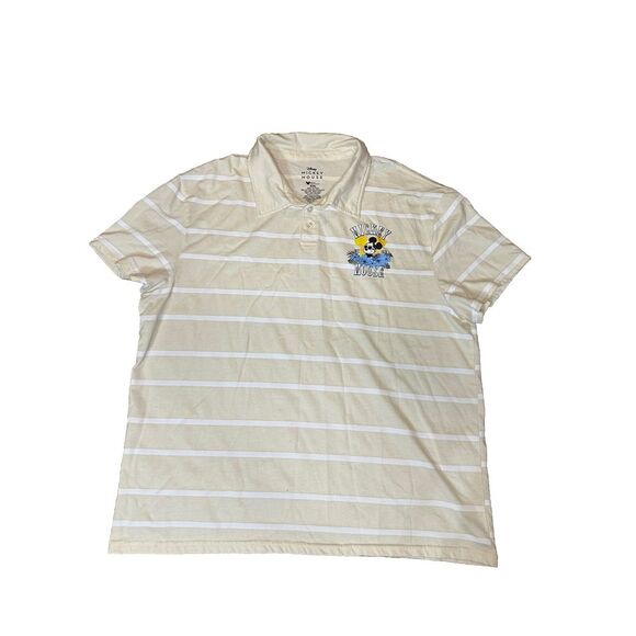 MENS DISNEY LIGHT BEIGE POLO SHIRT WITH TROPICAL MICKEY MOUSE SIZE XXL - Picture 1 of 6